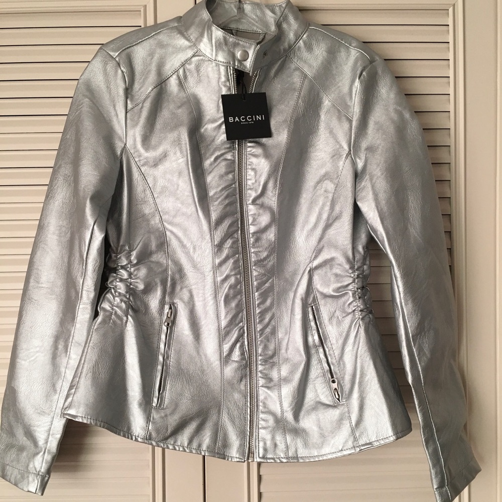Faux Leather Metallic Jacket